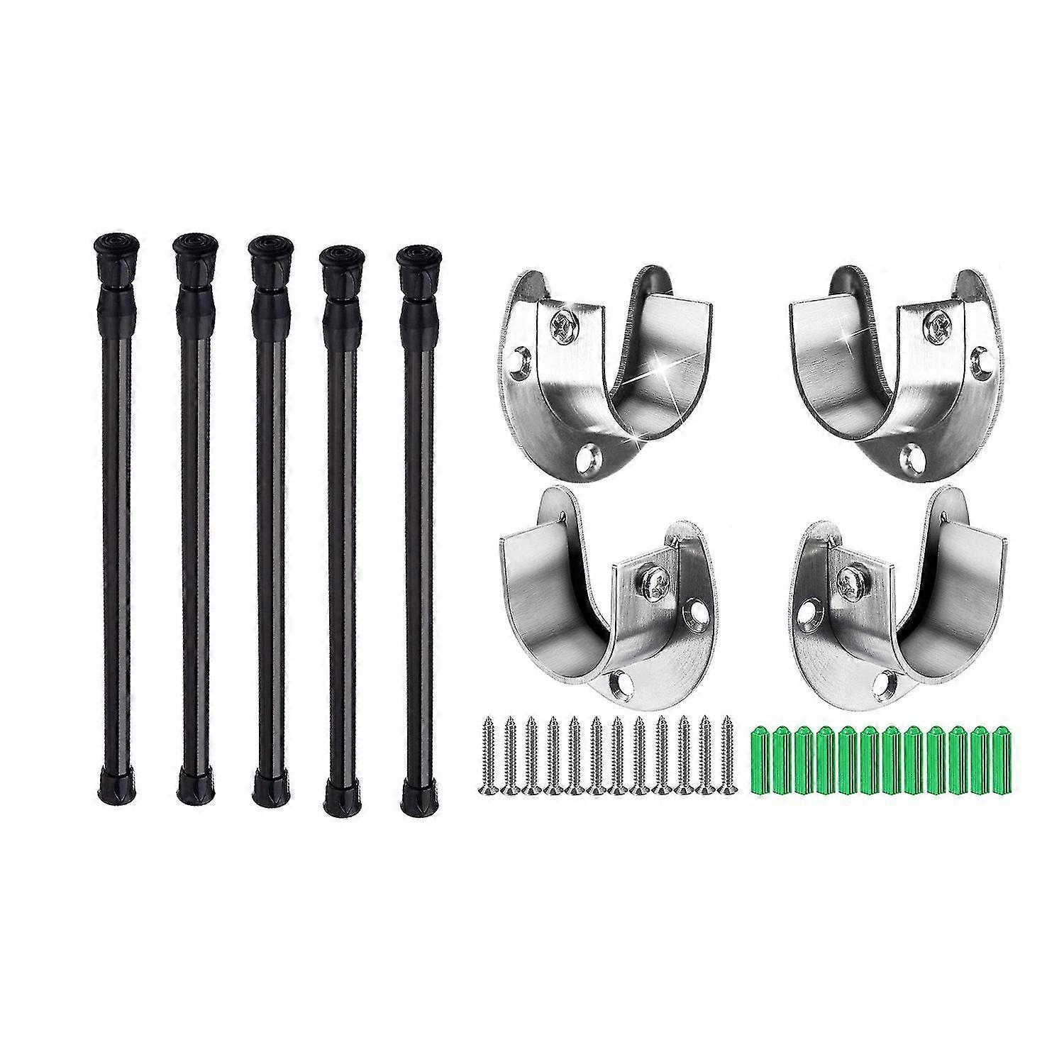 2 Set Accessories: 1 Set Cupboard Tensions Rod Spring 11.81 To 20 Inches & 1 Set Heavy Duty Closet