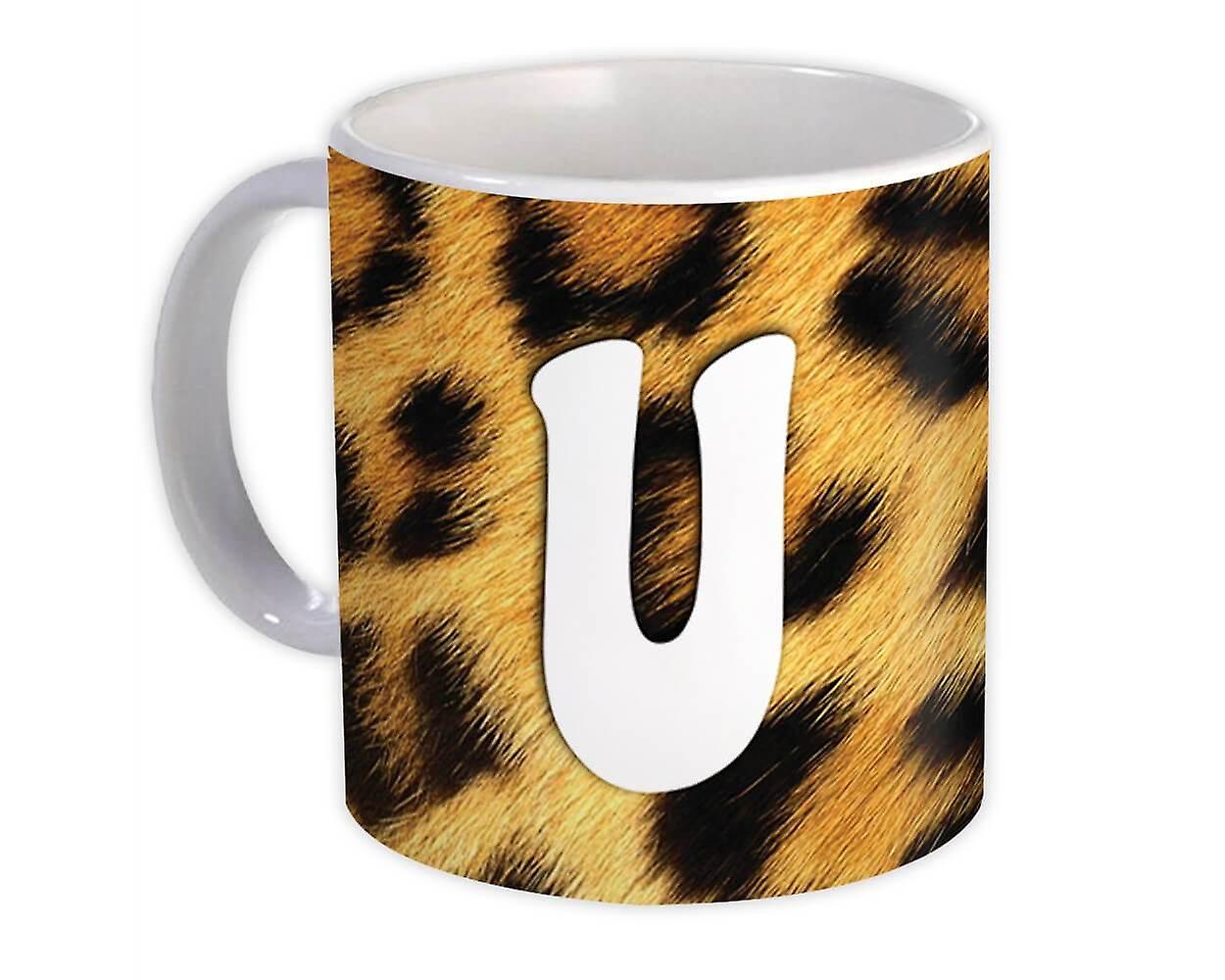 Hediye Kupa: Monogram Harf U Leopard