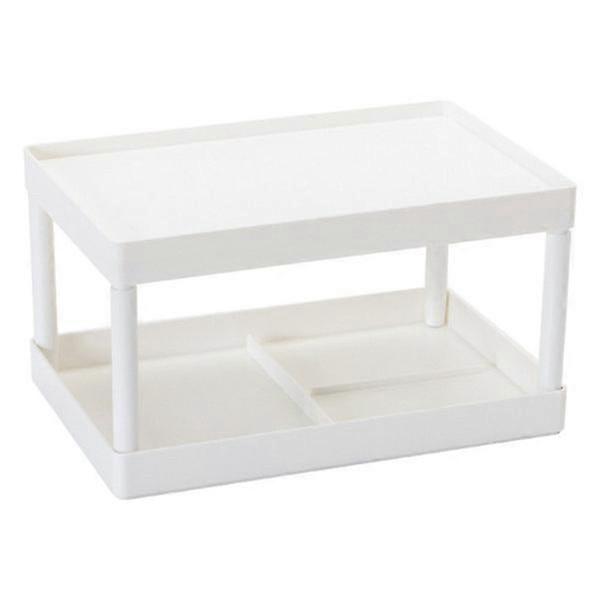1pc Simple Storage Rack Double Layer Shelf Desktop Stationery Rack (white)