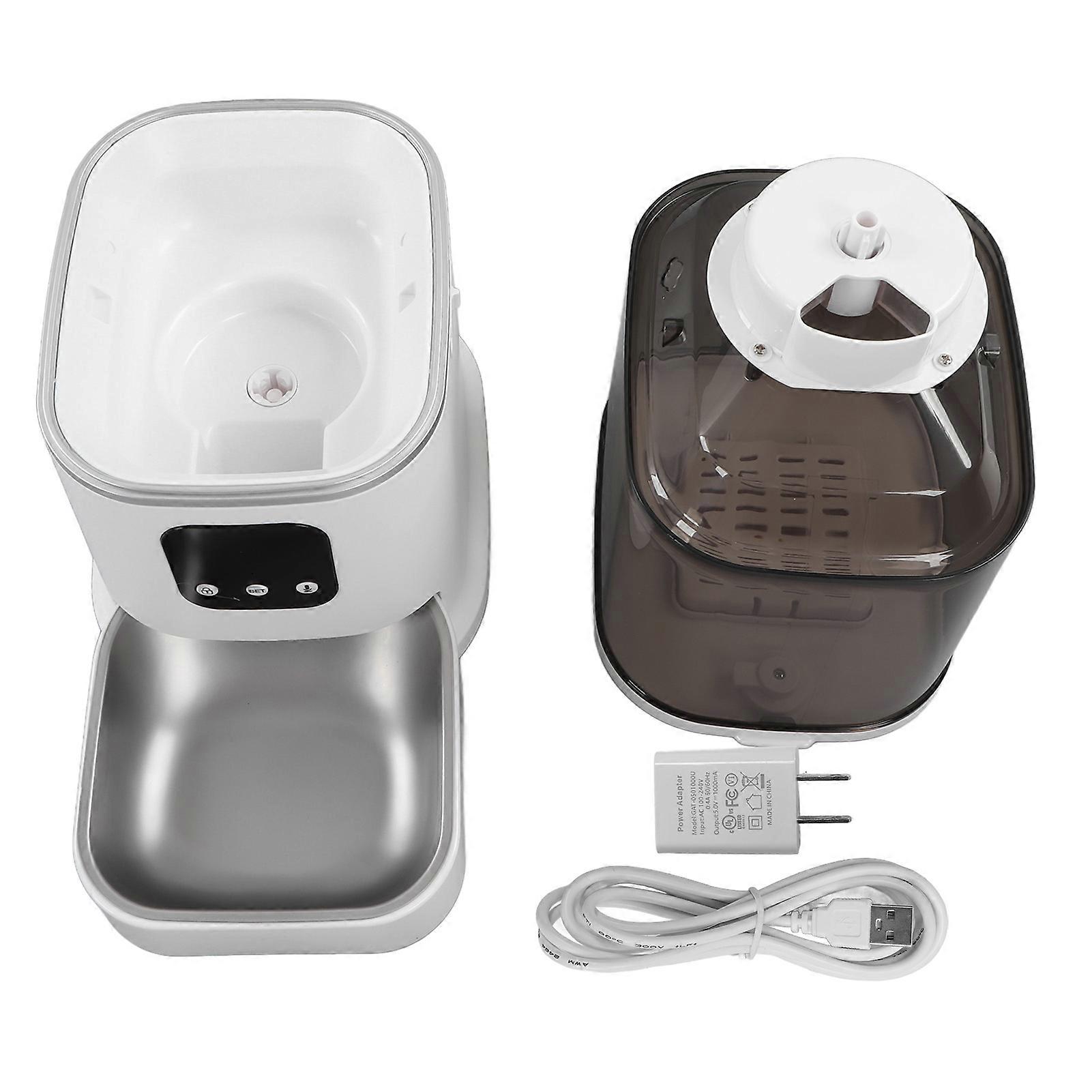 Timed Automatic Pet Feeder 6L Dual Power Supply 10S Voice Recorder WiFi Timed Cat Feeder US Plug 100240V