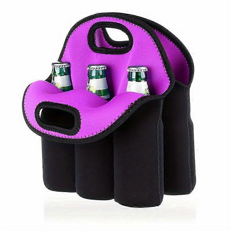 6-Pack Insulated Neoprene Bottle Cooler Bag - Secure Carry Handle for Traveling with Water/Beer Bottles