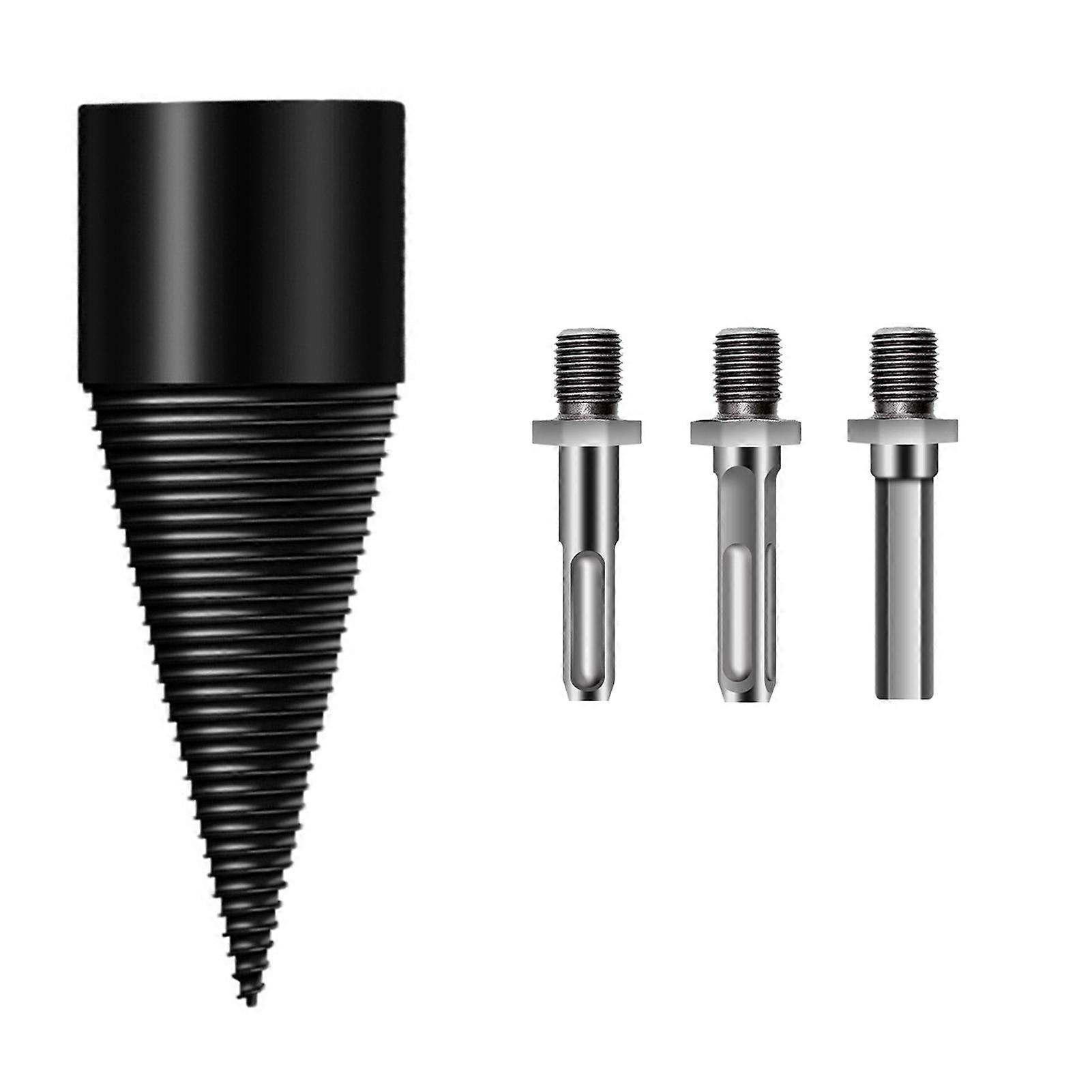 Firewood Drill Bit Set with 3 Connecting Rod Wear-Resistant Firewood Splitting Drill Bit for Camping Home Use