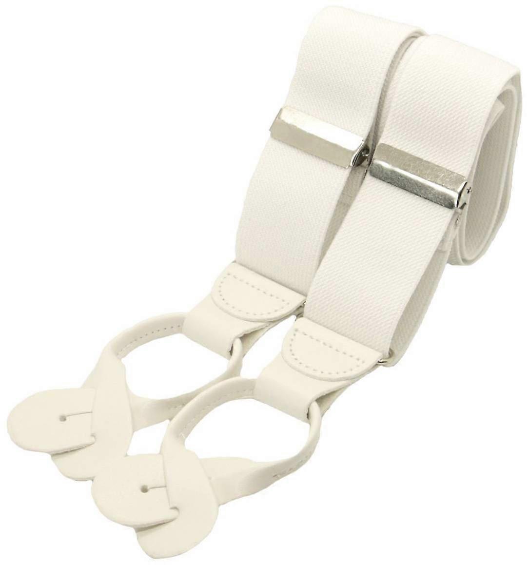 David Van Hagen Rolled Leather End Braces - White