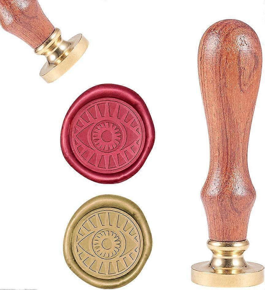 1PC Brass Sealing Wax Seal Stamp Removable Wood Handle Agyptian Eye Vintage 25mm for Envelopes