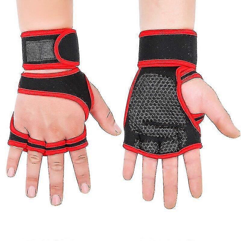 בגדי ריקוד נשים בגדי ריקוד גברים כושר ספורט כפפות אימון משקולות (זוג אחד, אדום)