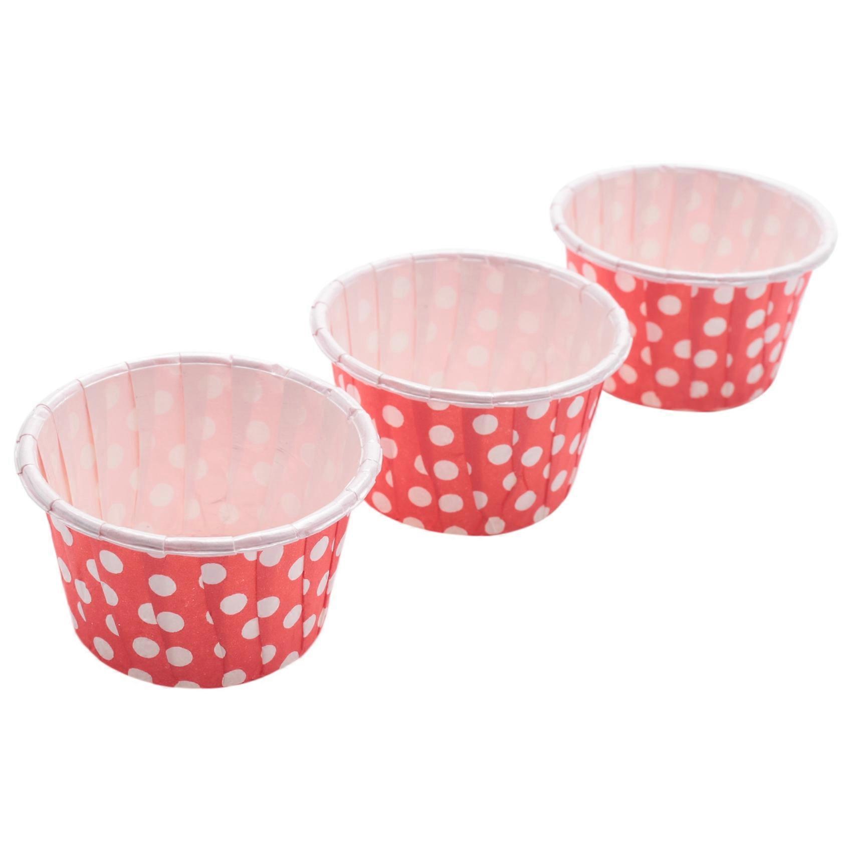 100X Paper Cupcake Liner Muffin Nut Greaseproof Dessert Baking Cups Color: Red Dot: 3.8cm*3cm*5cm