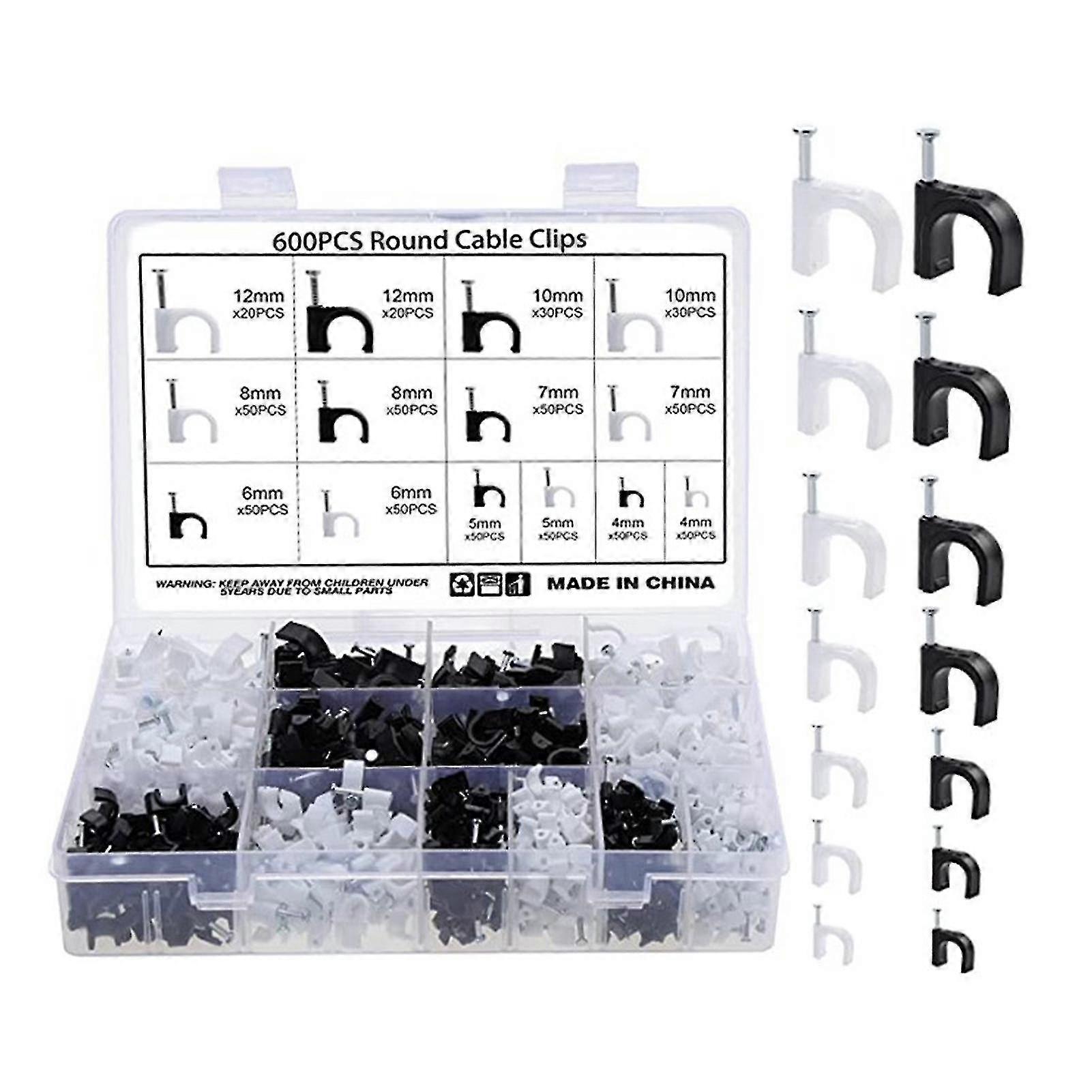 600pcs Wire Clips Assortment Steel Nail Cable Clips Wire Clips For Cable Fixing