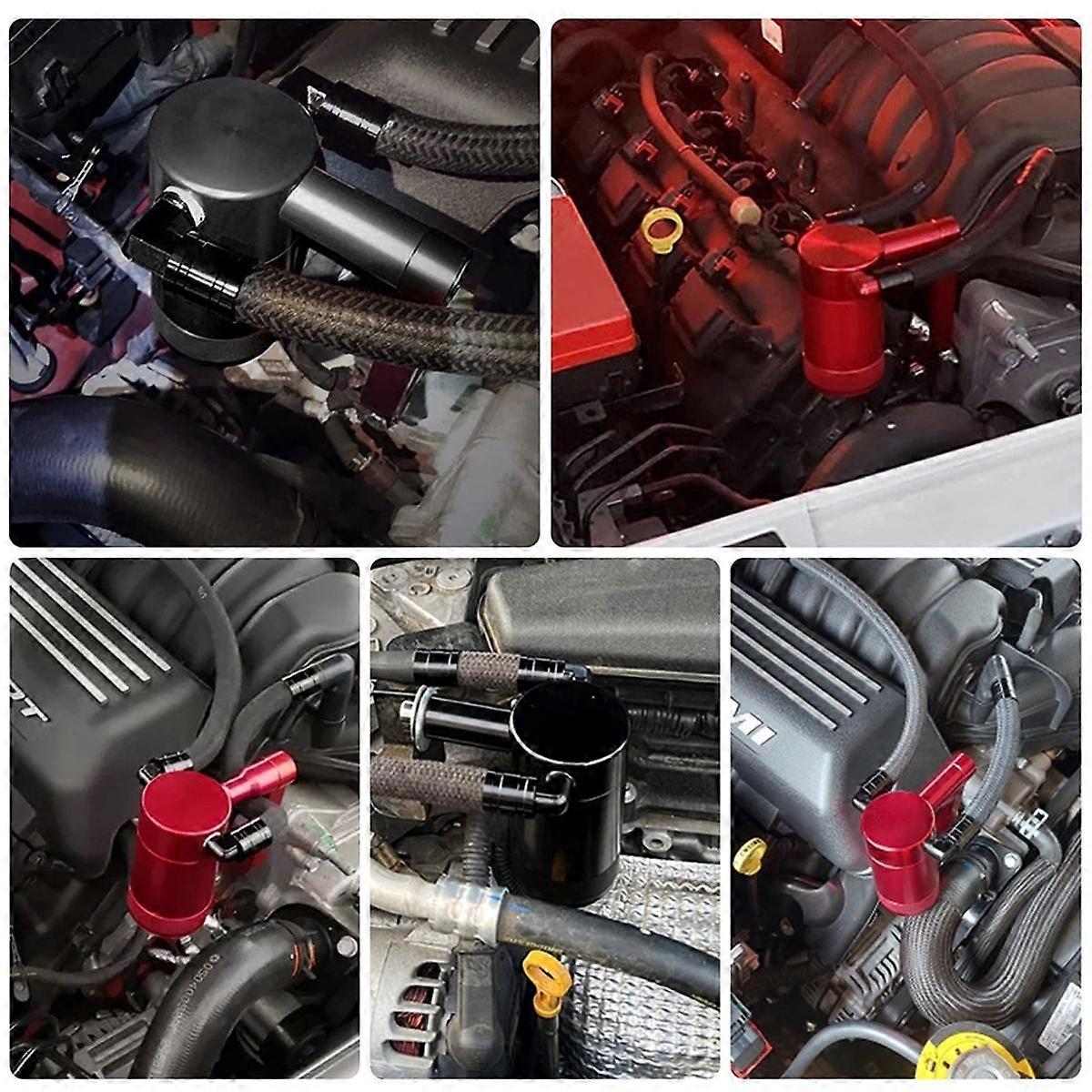 Oil Catch Can Kit 6.4L HEMI – Z-Bracket Billet Aluminum, Red, Fits Dodge Challenger & Chrysler 11-21