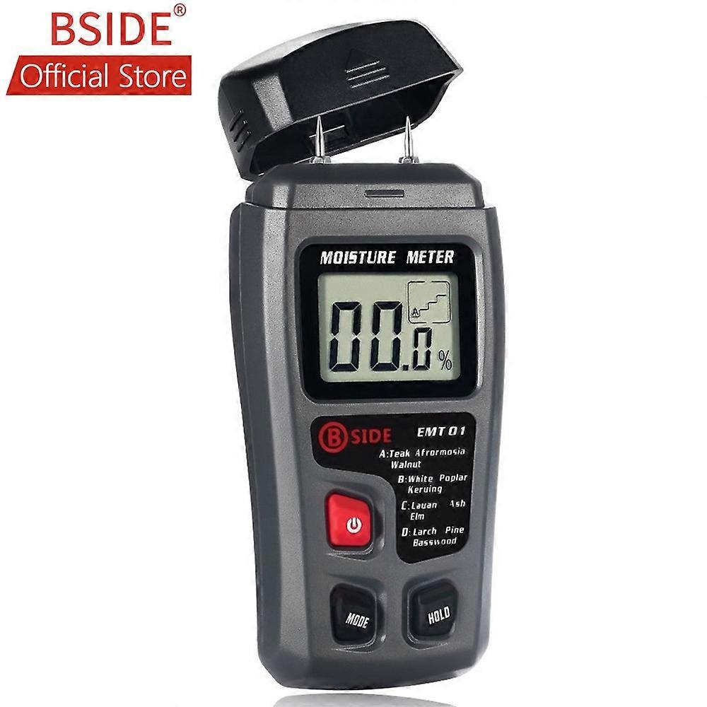 BSIDE EMT01 Two Pins Digital Wood Moisture Meter 0-99.9% Wood Humidity Tester Timber Damp Detector with Large LCD Display