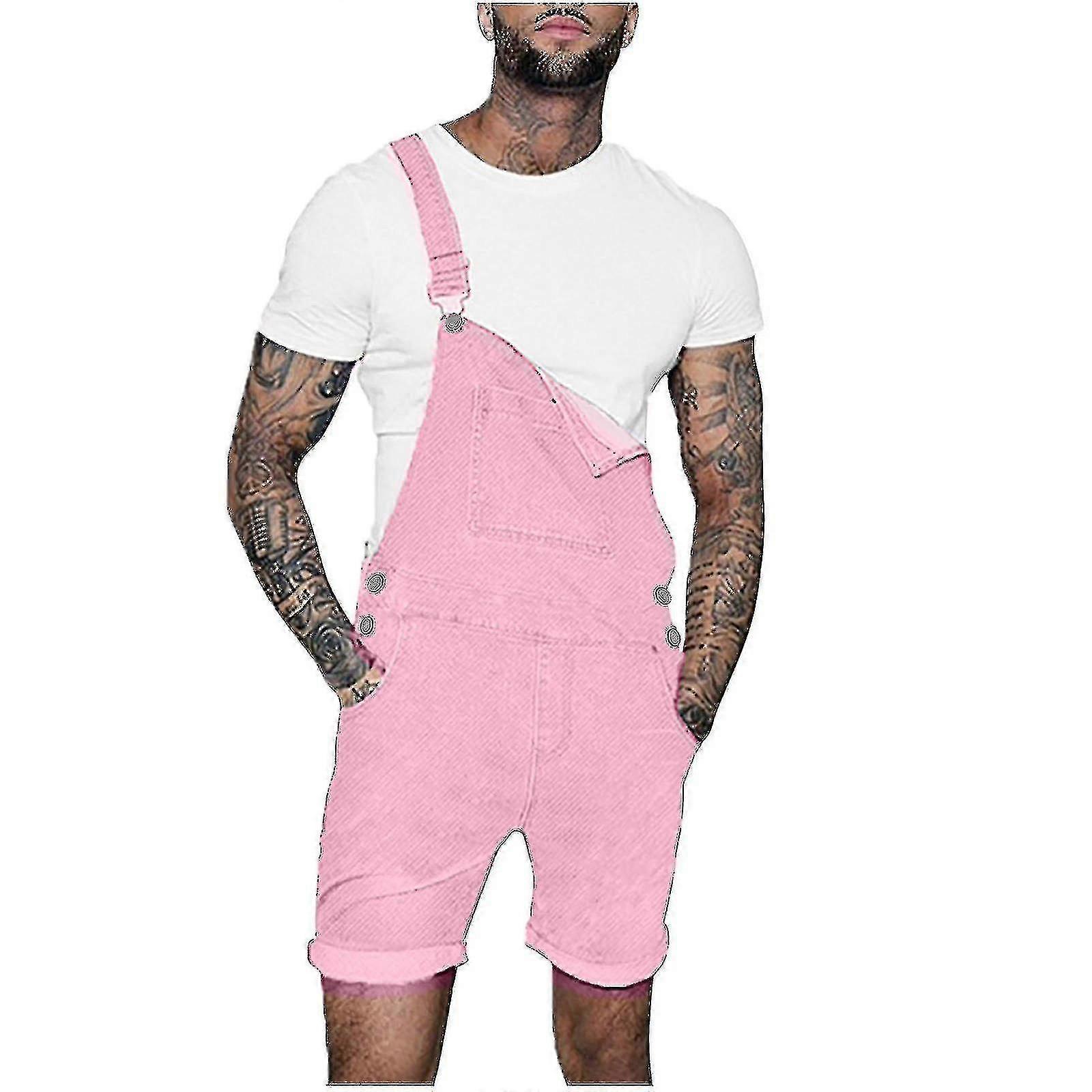 Hommes Casual Fash Pocket Denim Shorts Straight Type Overall - B