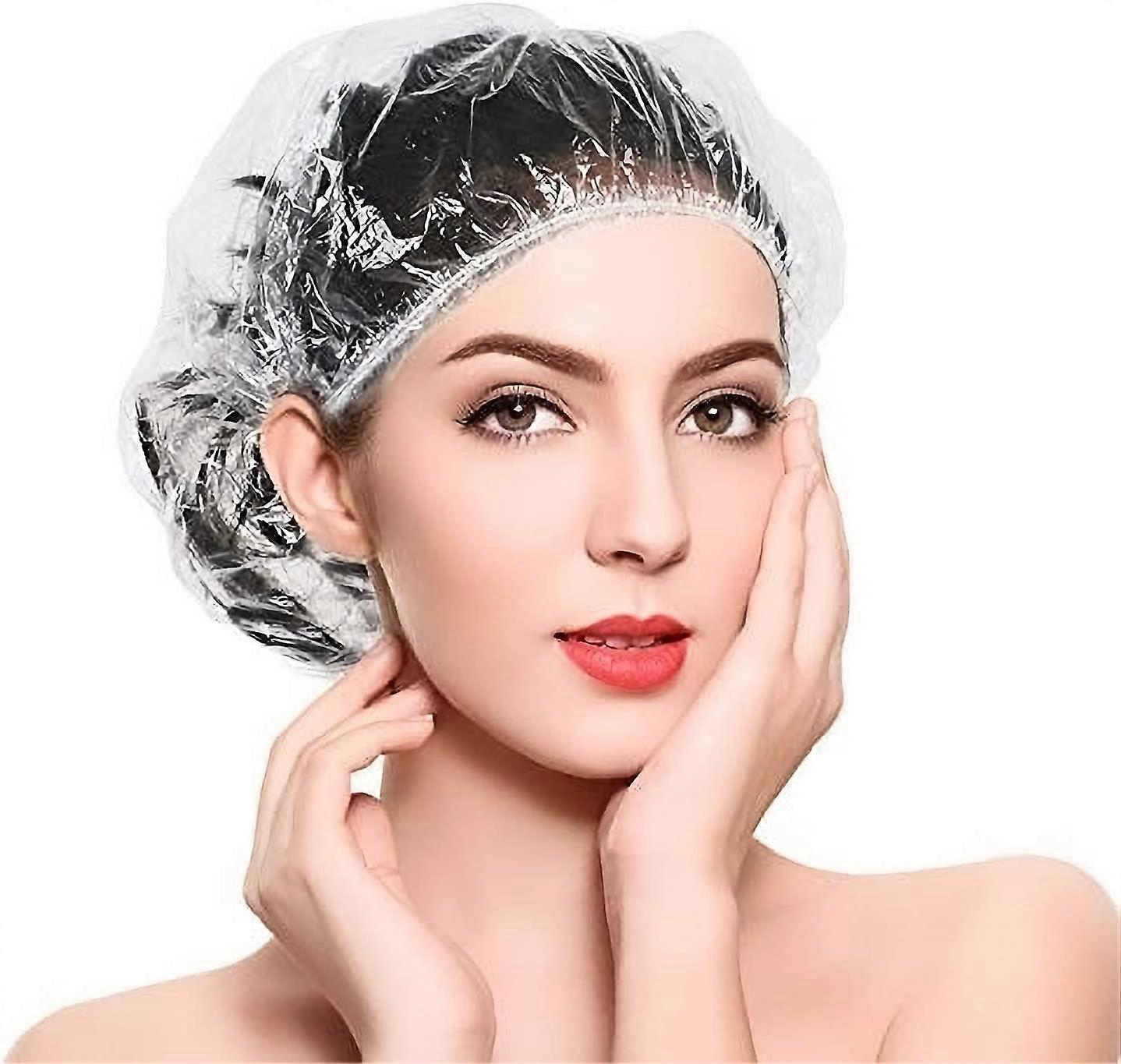 Disposable Shower Cap 100pcs,Waterproof Bathing Cap Reusable Elastic Hat