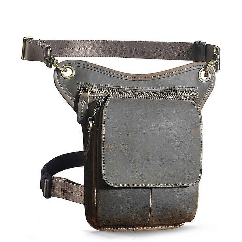 Luxe zachte echt lederen herenmode grijs klein etui messenger bag ontwerp fanny taille riem tas pack drop leg tas 211-1