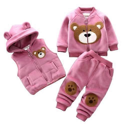 Çocuklar Bebek Eşofman Kapüşonlu Fermuarlı Yelekler Sweatshirt Giyim Setleri Kıyafetler 3 ADET