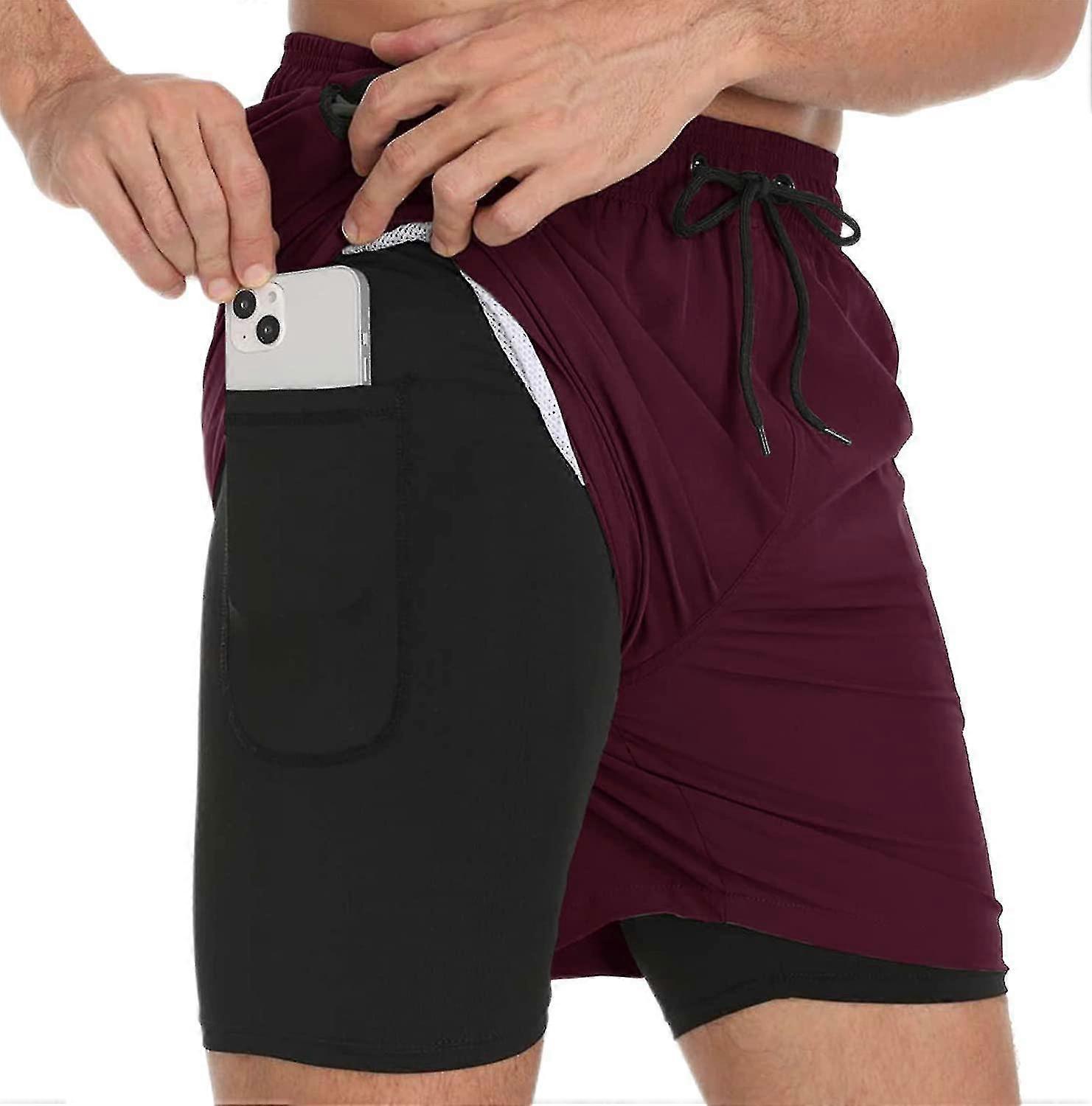 Swimming Shorts Men, Swimming Trunks With Compression Liner 2 In 1 Quick Dry Stretchy Mens Swim Shorts Surfing Beach Shorts With 2 Zipper Pockets Xinm