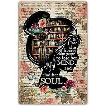 Books Into The Library Vertical Poster, Girl Love Books Vintage