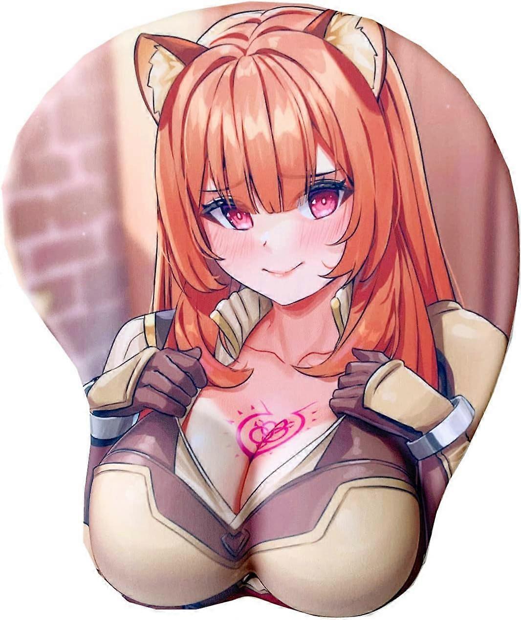 Raphtalia Mouse Pads Game Office PC Desk 3D Silicon Mousepad Rechizite școlare Suporturi pentru încheietura mâinii Accesorii pentru computer pentru jucători de acasă, 10.23 (L) x8.66 (W) x1.18 (H) inc