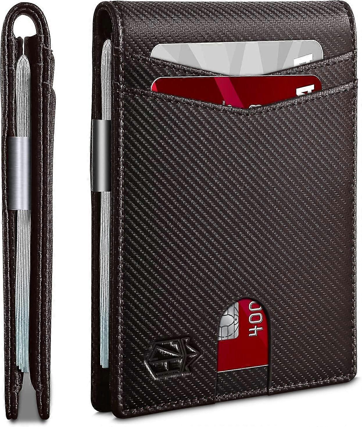 Zitahli 纤薄钱包男士礼品 12 卡插槽 ID 窗口带钱夹极简主义 rfid 前袋双折皮革小薄礼品盒爸爸生日