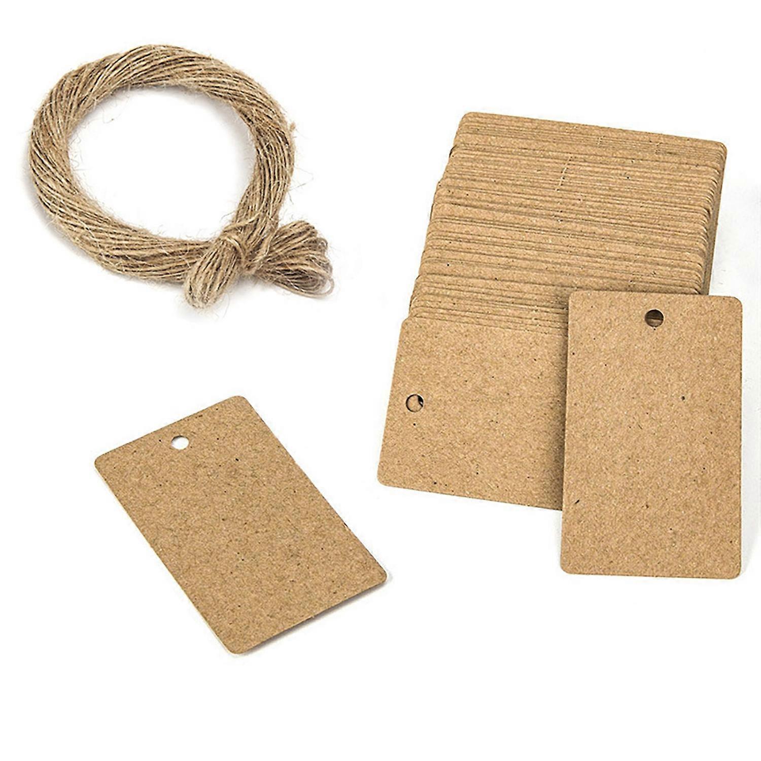 100Pcs Business Cards Pre-punched Hole Eco-friendly with Rope Portable Multipurpose Messages Solid