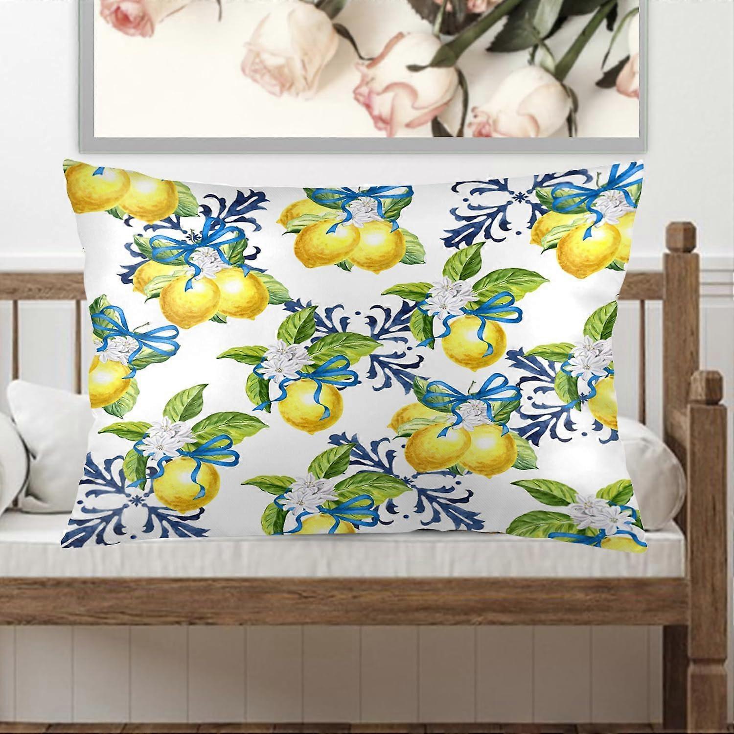 أغطية وسائد ملكة الليمون الصفراء 20x30 بوصة أوراق خضراء استوائية صيفية أزهار أصفر ليمون وسادة غطاء وسادة لينة أسفل الظهر رمي أغطية وسادة لأريكة السرير C