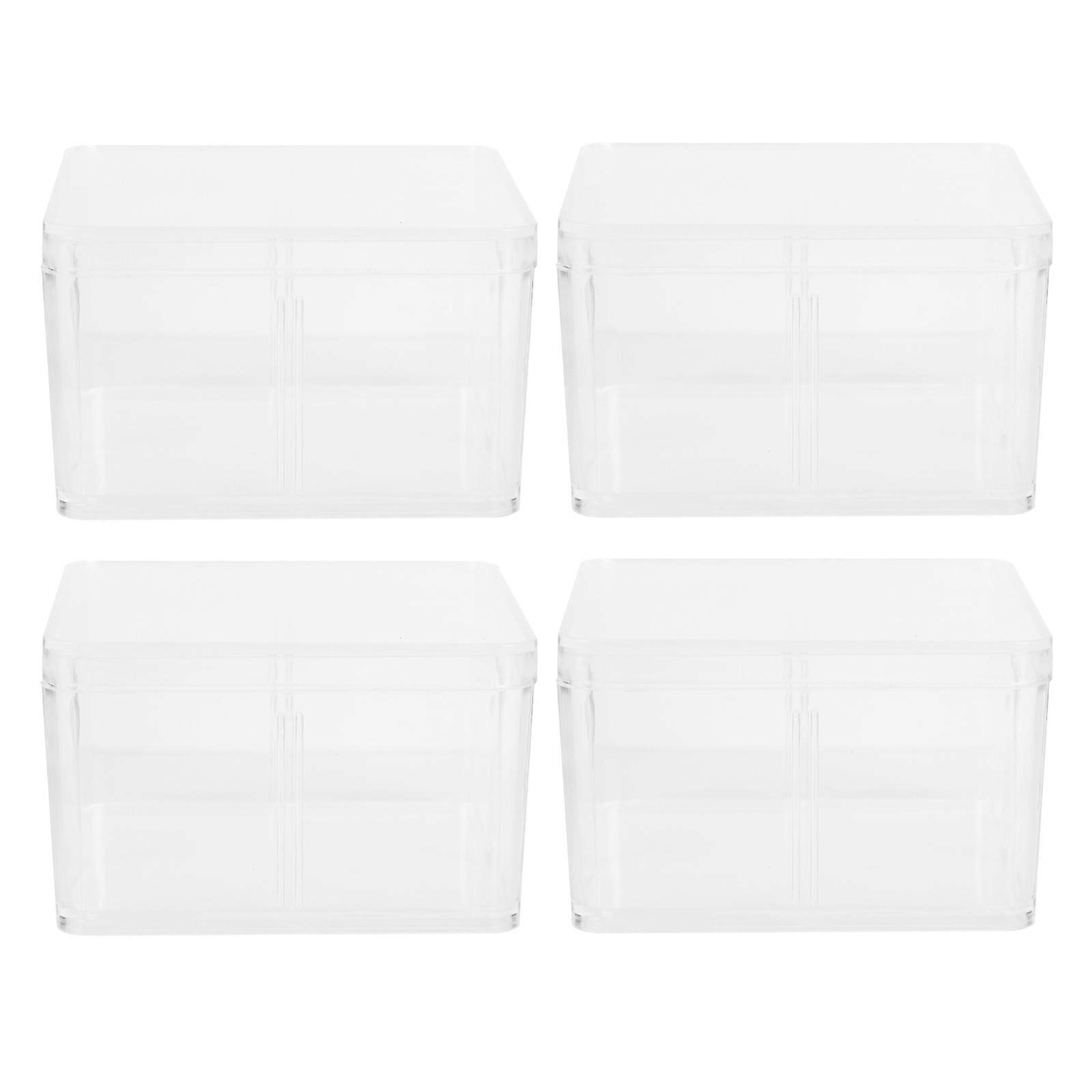 4 Pcs Clear Container Lid Sample Showing Box Refrigerator Utensils Square Transparent Plastic Box Plastic Storage Bin