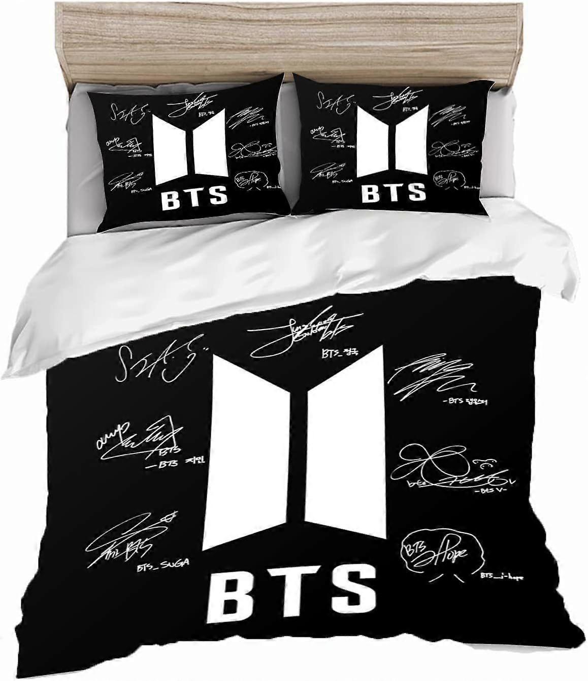 Kerota BTS Bedding Set TBS Bangtan Boys Duvet Cover with Pillowcase BTS Microfiber D Print Multicolo