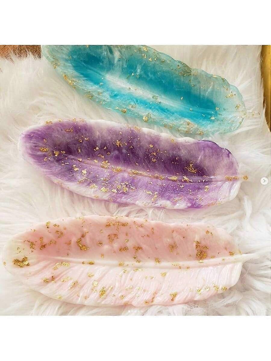 قوالب سيليكون راتنجات الايبوكسي الكريستالية DIY لصينية على شكل ريشة ، صندوق تخزين ، صينية مرآة ، طبق عشاء أوروبي ، قوالب صينية ريشة جبس ، ديكور منزلي