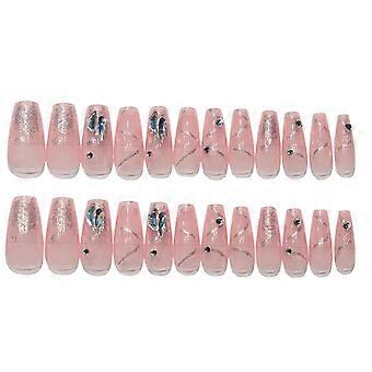 Large Piece Diamond Fake Nails Lasting Enough Not Harm To Fingernails