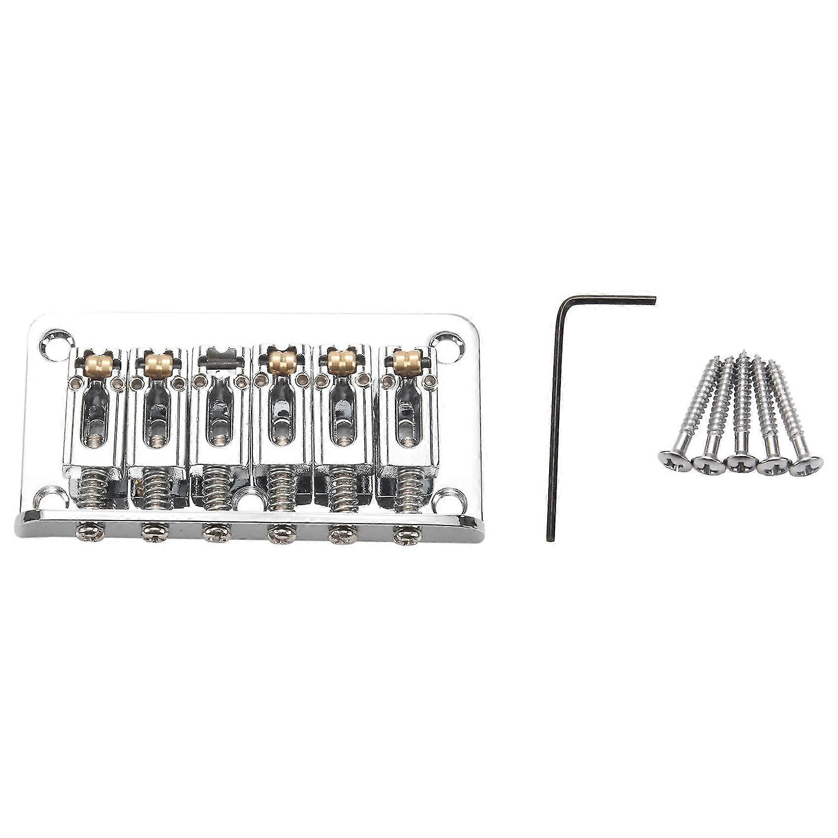 Hardtail Guitar Bridge Body Through For 6 String Electric Parts Silver