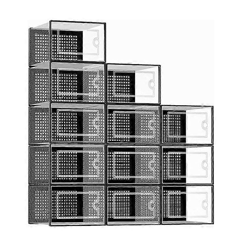Shoe Organizer for Closet 12 Pack Shoe Boxes Clear Plastic Stackable Bins