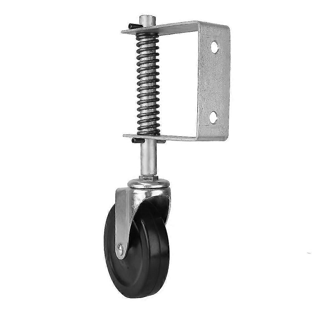 4" Rubber Gate Caster With Spring And Swivel, Heavy Duty, 220 Lb Load Capacity