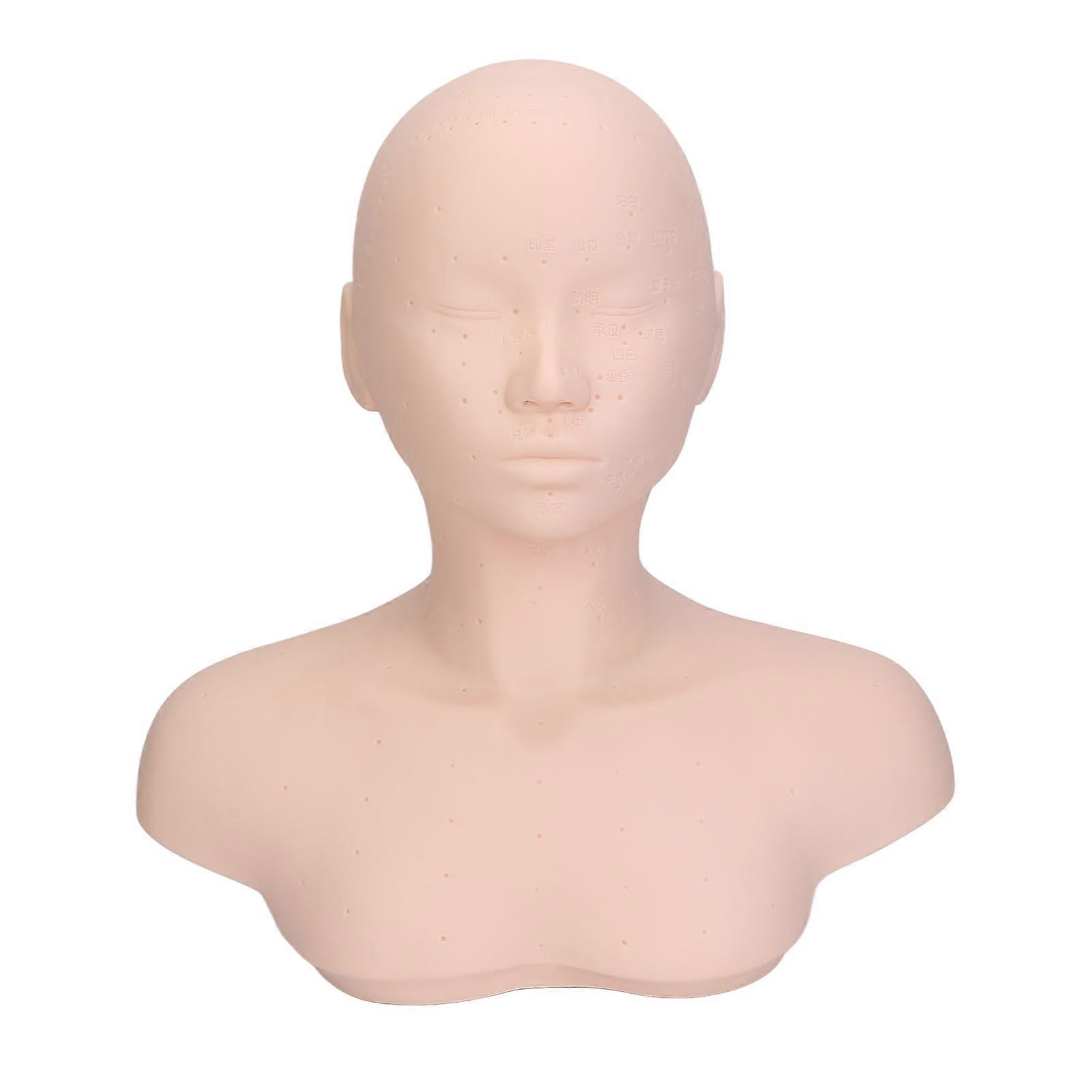 Practice Training Mannequin Head Versatile Soft Comfortable Touch Mannequin Head Model with Shoulder for Massage