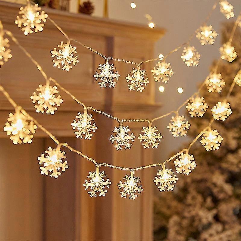 1.5 م 10 أضواء ندفة ثلجية كبيرة (لون دافئ) في الهواء الطلق جو التخييم ضوء حديقة الفناء ضوء LED (1.5 م 10 ضوء نموذج البطارية)