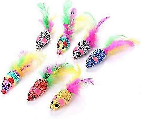 Funny Colorful False Mice Cat Kitten Teaser Catcher Interactive Toy - Random Color and