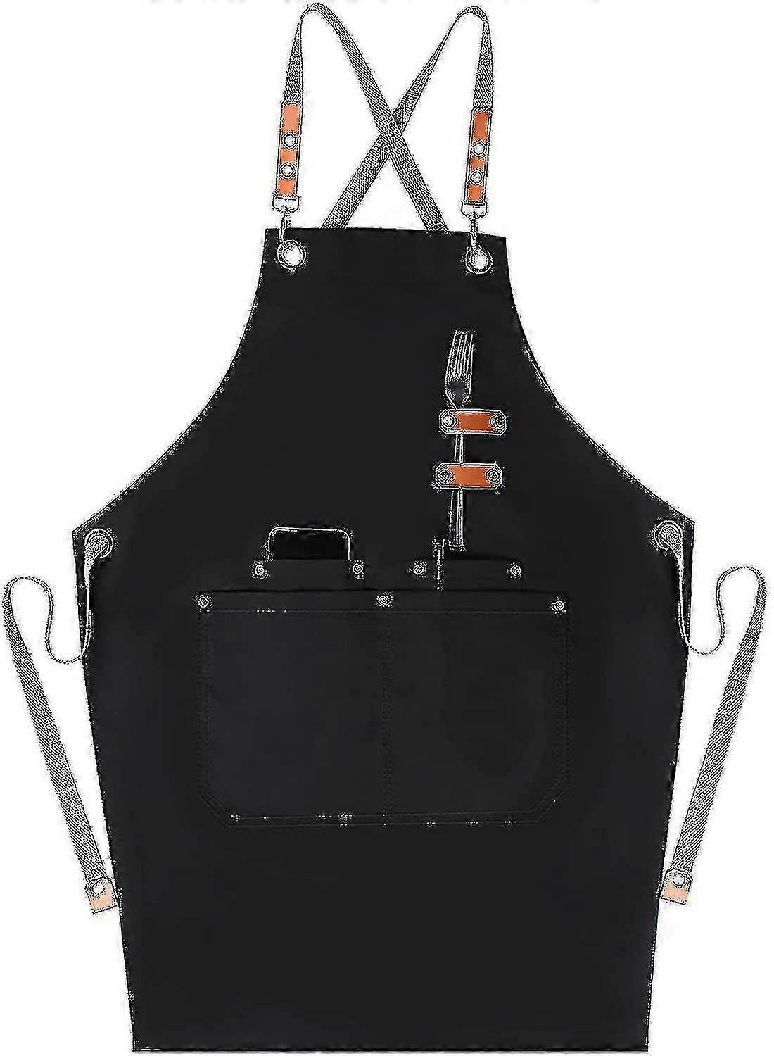 Chef Apron With Cross Back Bib Apron Cooking Aprons With Large Pockets