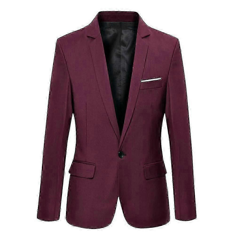Plus Size Mens Slim Fit Casual Formal One Button Blazer Jacket Tops BSSM