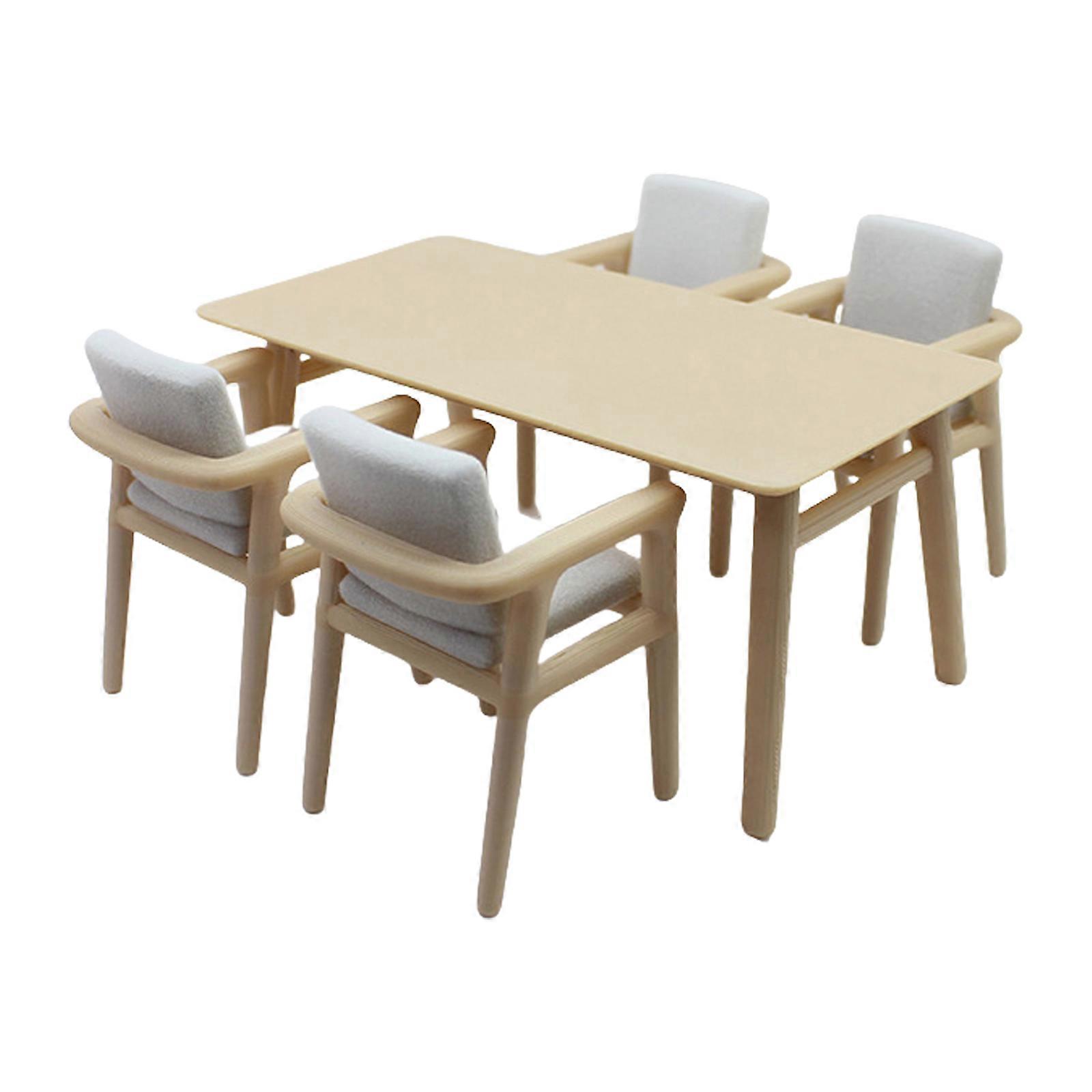 5pcs Miniature Dollhouses Dining Table and Chairs Set for Realistic 1/12 Scale Scene Display Decoration Roleplay Game Toy