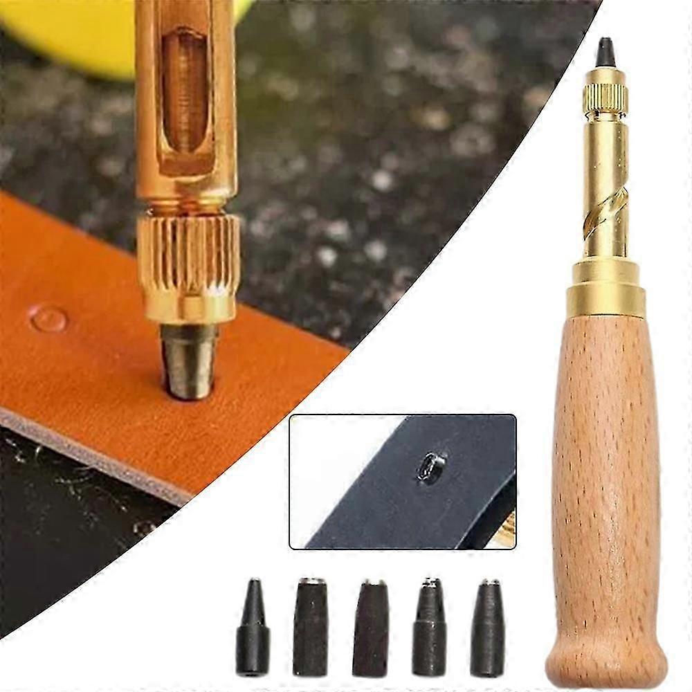 ثقب لكمة أداة الحفر حزام ثقب ثقب الجلود ثقب لكمة مع مقبض خشبي