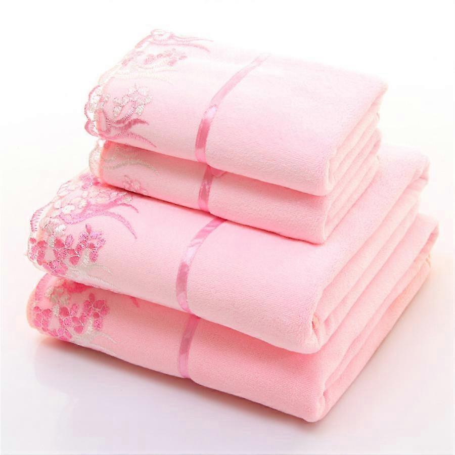 4pcs/set Microfiber κεντημένη πετσέτα σετ στερεά 2pcs 140x70cm μπάνιο towe 2pcs 75x35cm πετσέτα προσώπου γρήγορη στεγνές πετσέτες μπάνιο