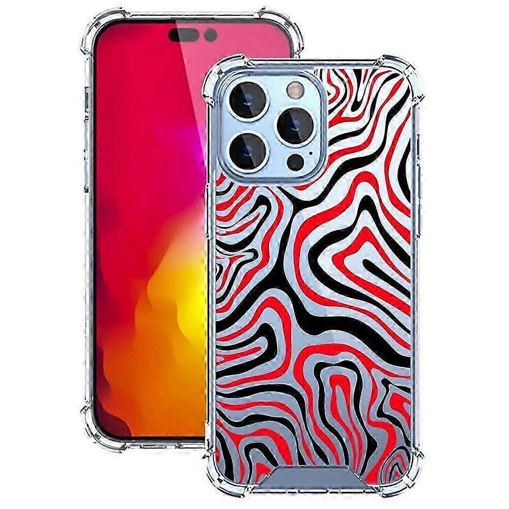 For iPhone 16 Pro Max Case Colorful Wave Pattern Printing Soft TPU+PC Phone Cover -