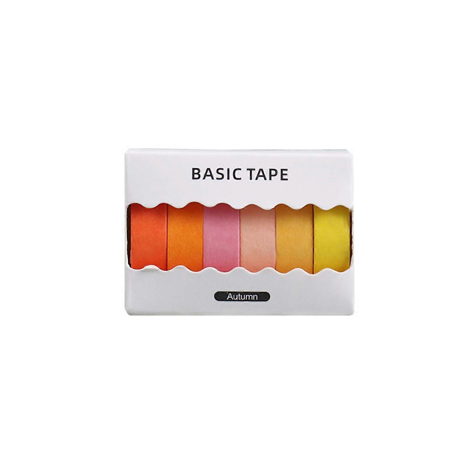 6 Non-repetitive Basic Solid Color Japanese Paper Tape Notebook Note Decoration Japanese Paper Sticker Set