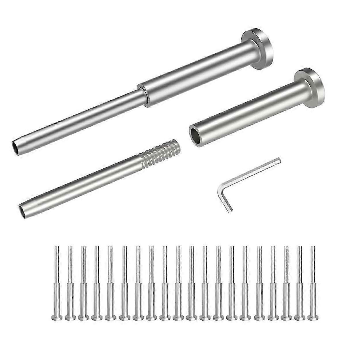 20 Pack 4 X 4 Inch Cable Railing Kits, 1/8 Inch Receiver & Swage Stud End for Deck Stair Cable Railing Hardware Threaded