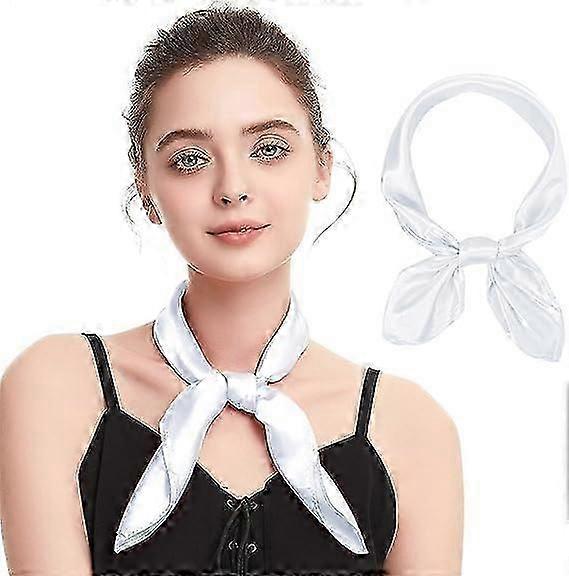 Silk Feeling Scarf Square Chiffon Scarf Solid Color Bandanas Retro Scarfs for Women Neck Scarf Purse Scarf