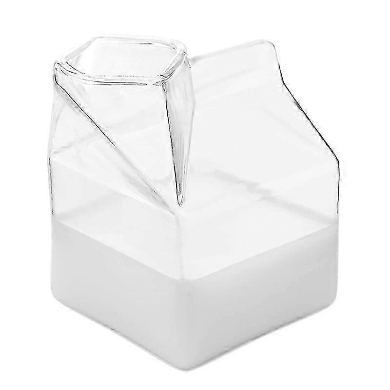 Paquet de 2 verre Carton de lait transparent Mini crémier récipient Pichet Tasse à café Bouteille de jus