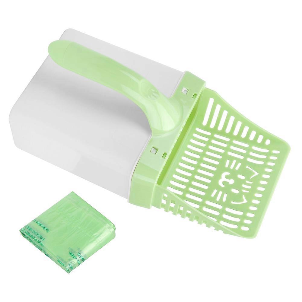 Plastic Cat Litter Scooper with Hollow Grid Design and Garbage Bag, Durable Plastic Pet Supplies for Easy Cleanup