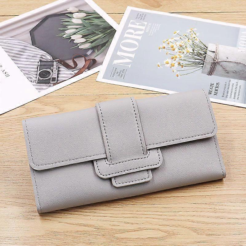 محفظة جلدية PU للنساء نحيف مخلب طويل مصمم ثلاثي الطيات حامل بطاقة الائتمان السيدات منظم -3