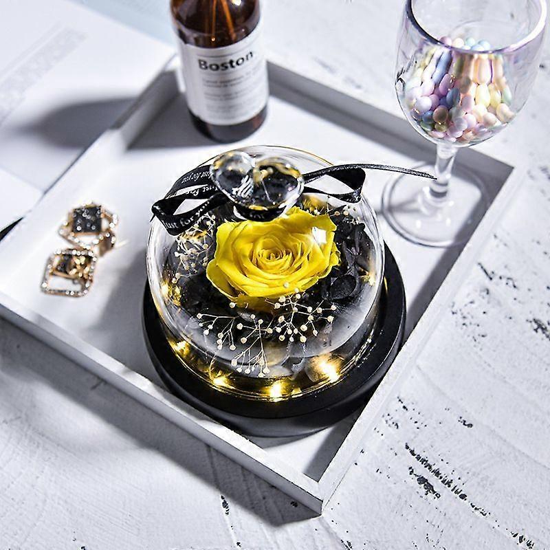 هدية محفوظة إلى الأبد لعيد الحب عيد الميلاد ، وردة أبدية في قبة زجاجية مع هدية ضوء LED إلى هدية وردة الأم الأبدية لعيد الأم من