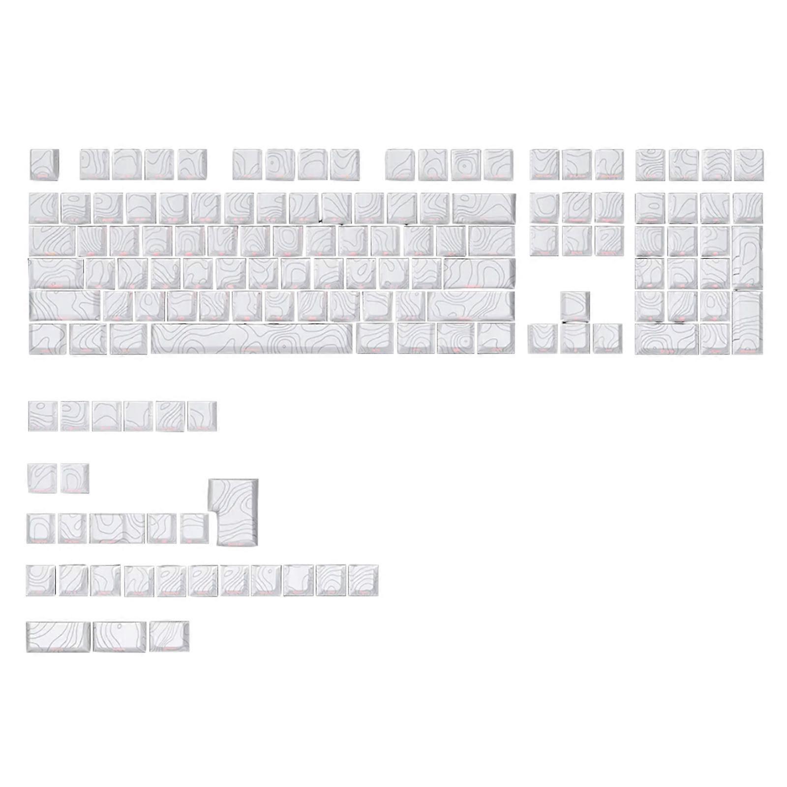 136Keys Keycaps Set Side Engraves Line Detailing Keycap for Mekaniske Tastaturer Keycap erstatter hvitt