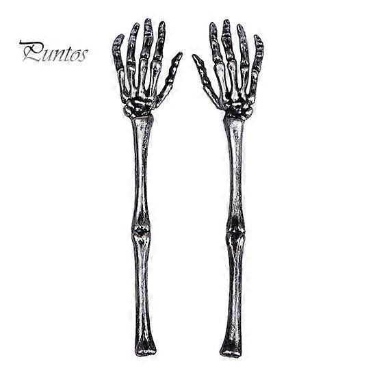2Pcs Halloween Ornaments Realistic Looking High Durability Plastic Halloween Skeleton Arm Stakes Props Decorations Party Supplies