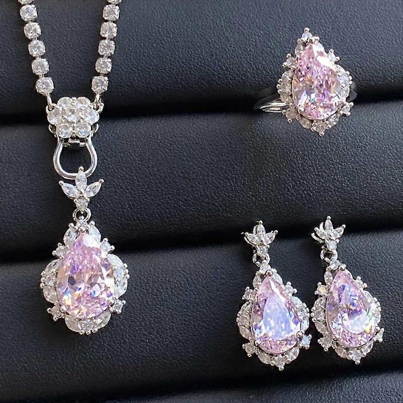 SACE GEMS Classici orecchini e collana con ciondolo in lega di rame e zirconi, set di gioielli per matrimoni e feste