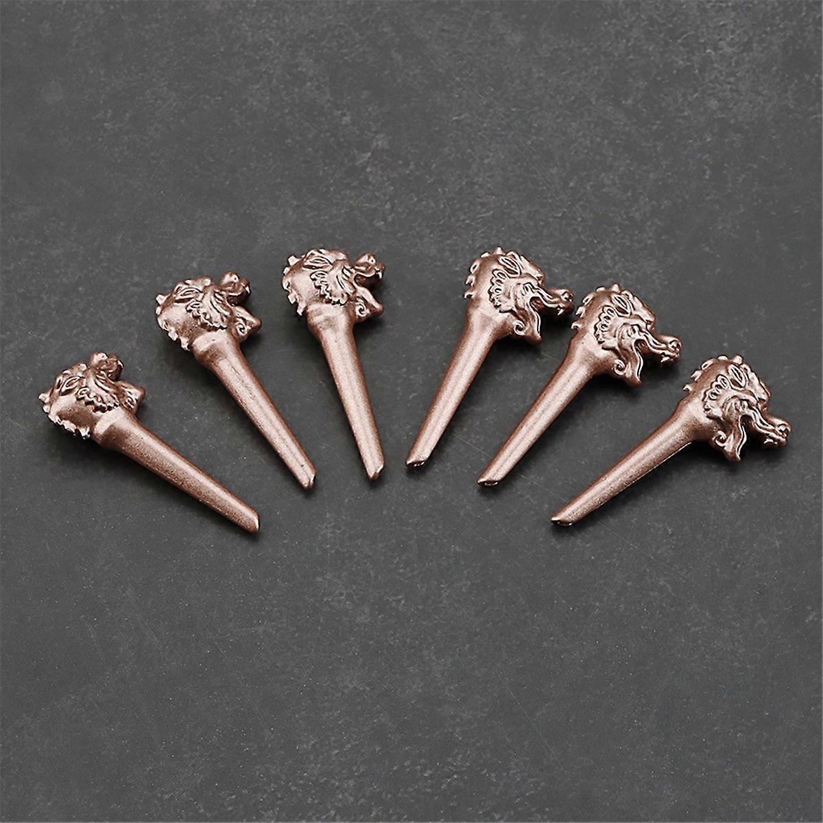 6Pcs Dragon Head Metal Acoustic Guitar Bridge Pins Strings Fixed Cone